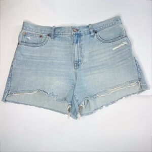 Madewell Relaxed Mid-Length Denim Shorts Wengler Wash Step Hem Raw size 32